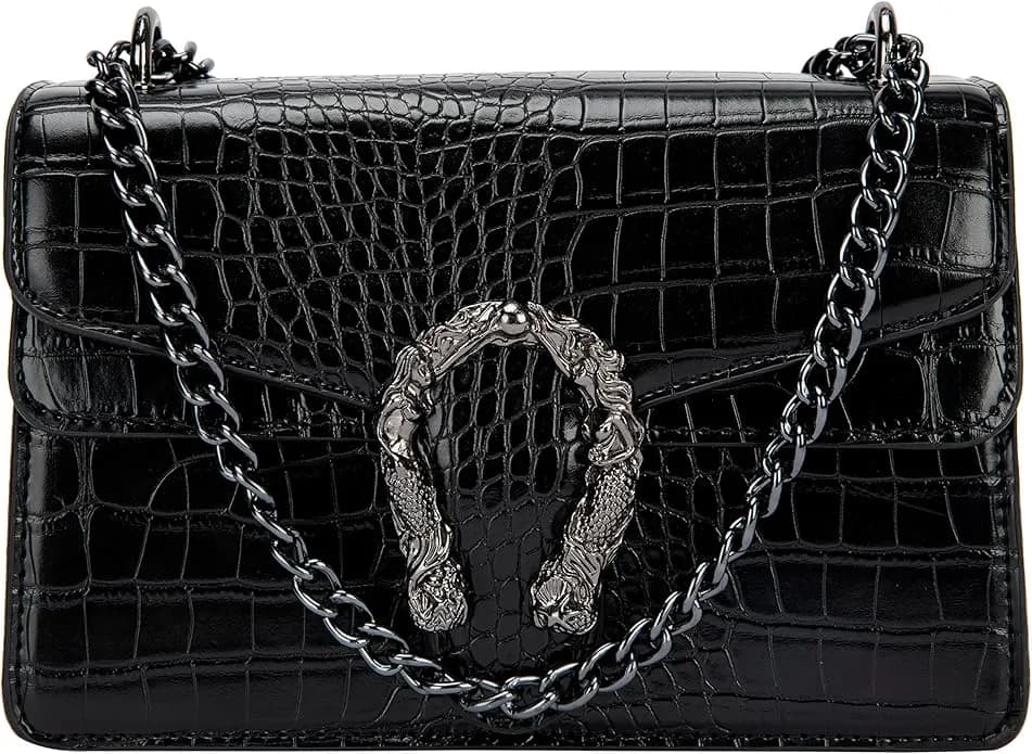 Aiqudou Crossbody Bag and Satchel Purse for Women - Fashion Snake Print Chain Purse Luxury 