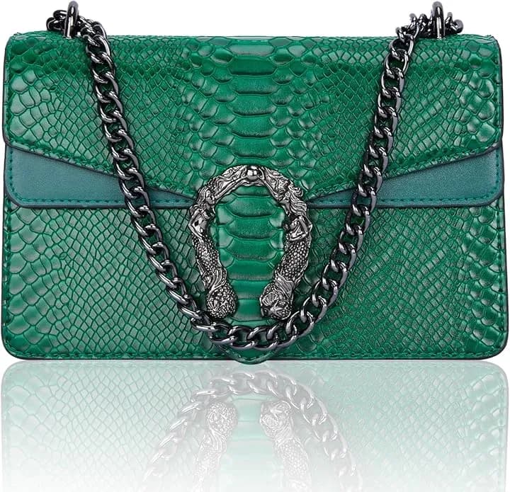 Aiqudou Crossbody Bag and Satchel Purse for Women - Fashion Snake Print Chain Purse Luxury  - Thumbnail 2